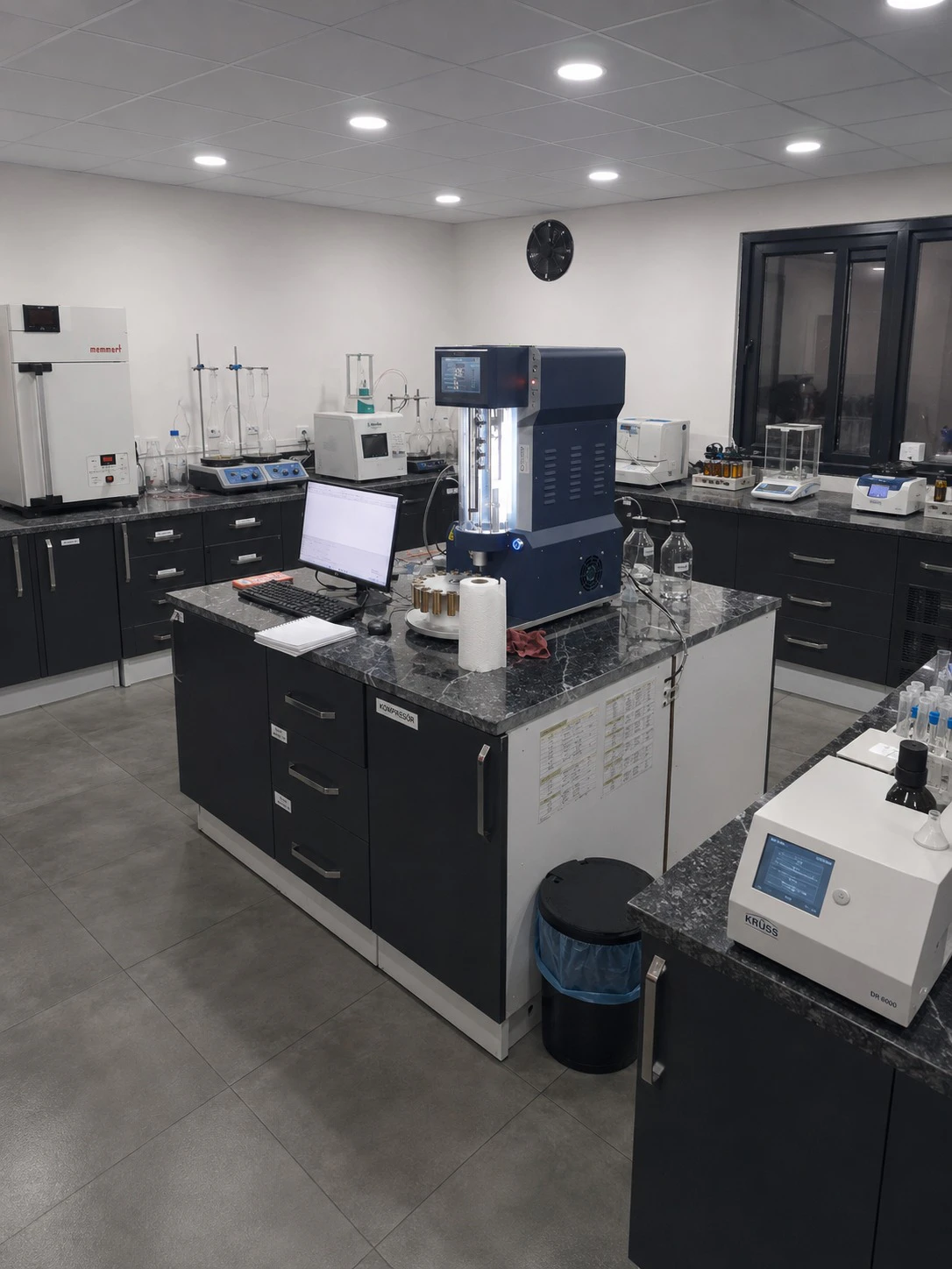 Quality-control laboratory at the Yokohama motor oil facility